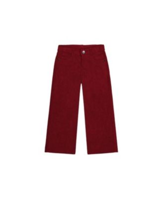 Little and Big Girl (6-14)Stretch Corduroy Wide Leg Pants Reddish