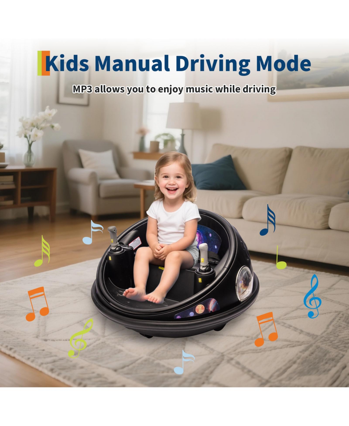 homfan 26.4 x 15.7 Inch Kids Electric Bumper Car with Remote, 12V Ride On Battery Powered Toy, 2 Mph Low Speed for Indoor Outdoor Fun