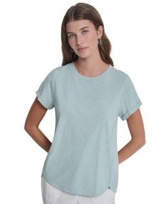 Women's Crew Neck Roll-Sleeve Top