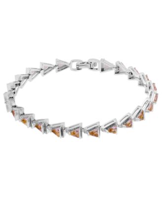 Triangle Light Pink Cubic Zirconia Ribbed Border Tennis Bracelet 