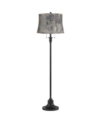 Dyna Traditional 58" Tall 2-Light Standing Floor Lamp Skinny Pole Pull Chain Finish Drum Swirl Shade