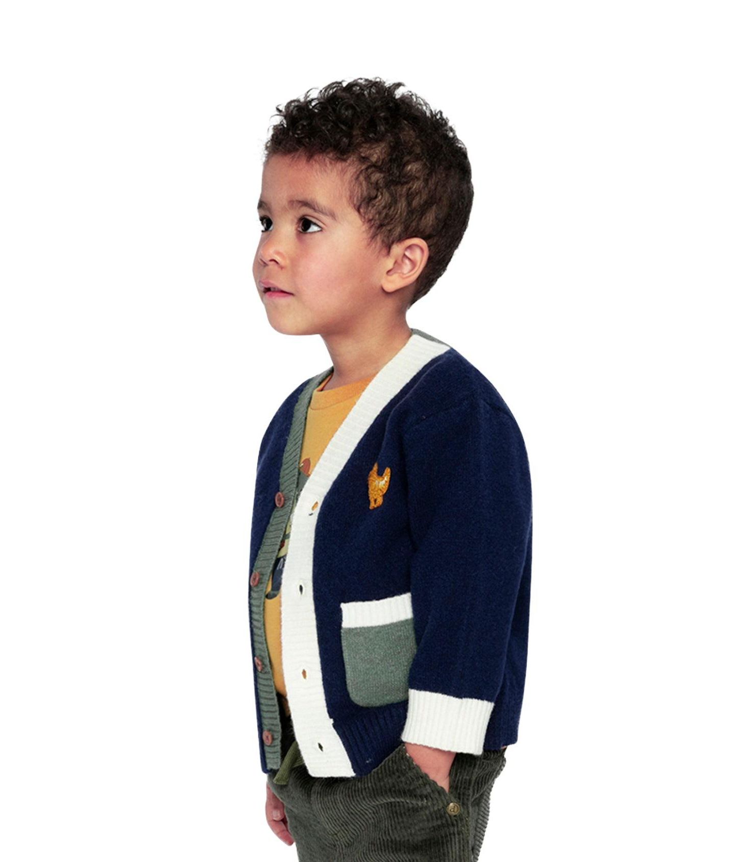 Кардиган Deux par Deux Knit Cardigan для мальчиков-малышей, цвет: Синий / Зелёный — фото 5