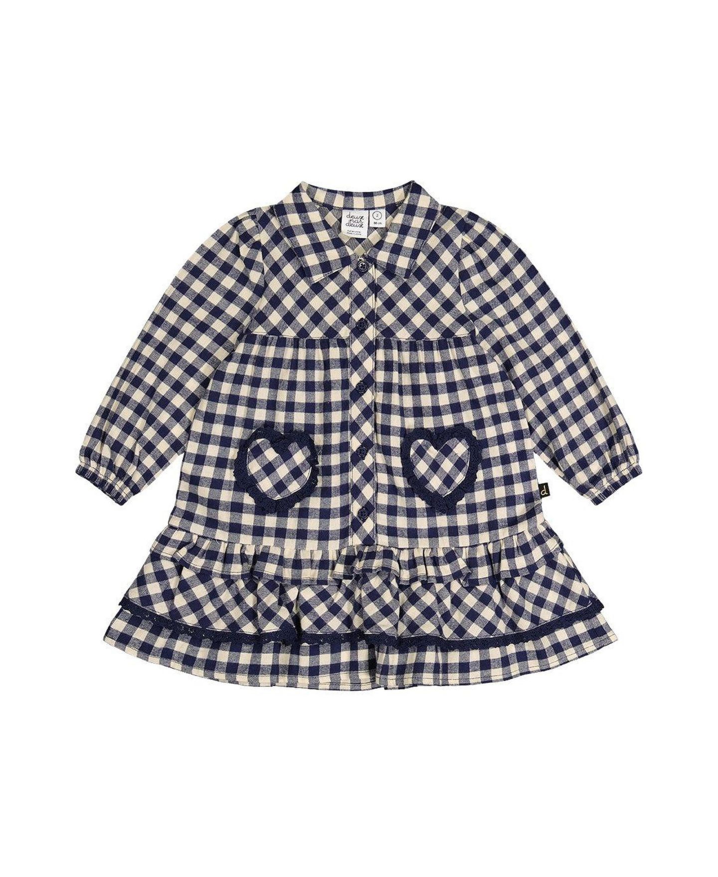 Платье Deux par Deux Shirt Dress with Frills для девочек, цвет: Синий / Белый — фото 1