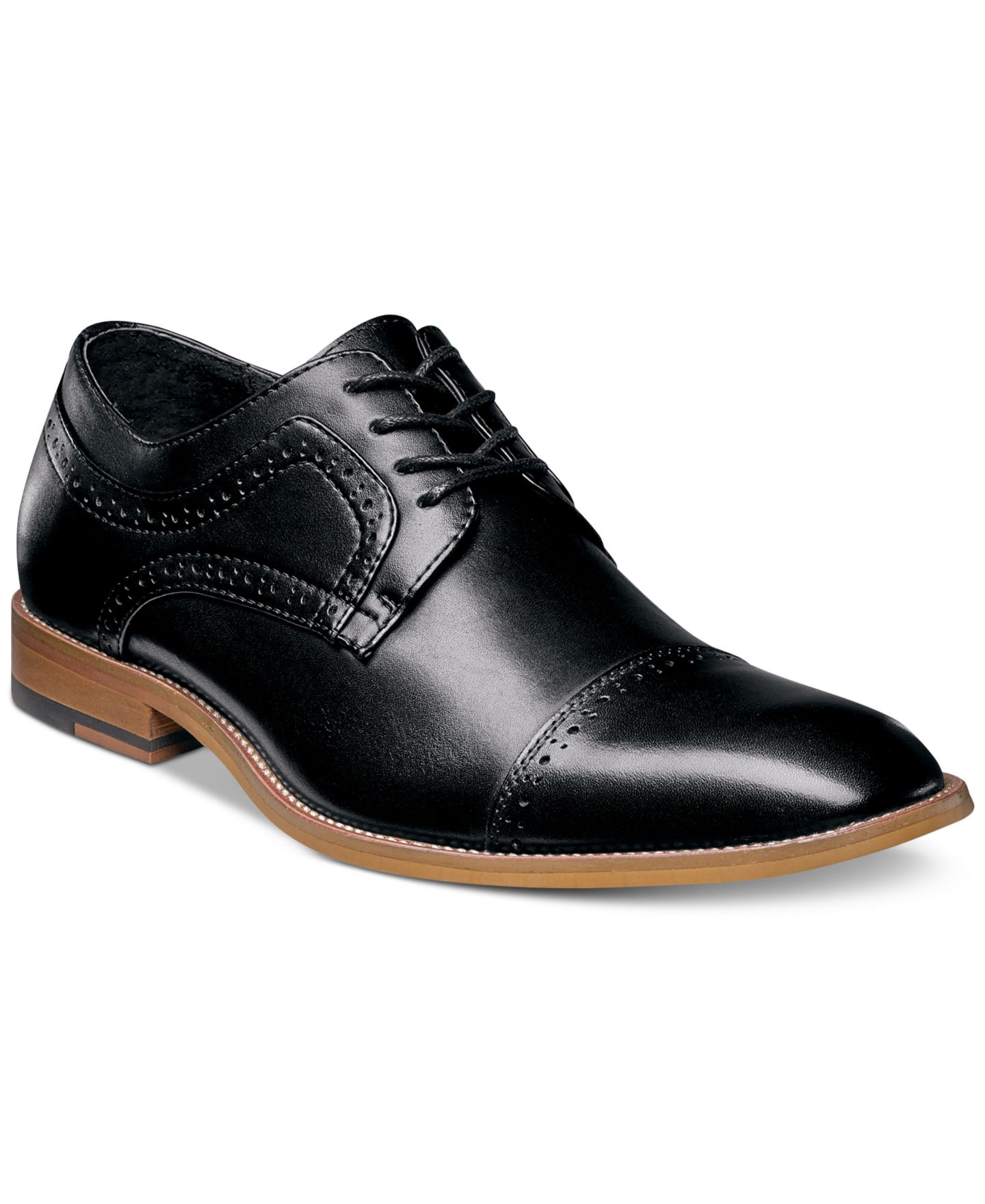 Мужские лоферы Stacy Adams Men's Dickinson Cap Toe Oxfords, цвет: Чёрный — фото 1