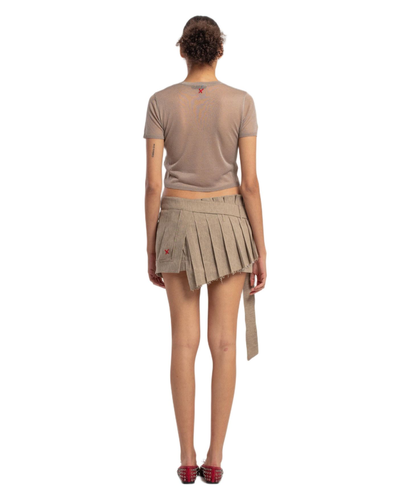 Женский топ PCFG Relaxed-Fit Short-Sleeve Knit, цвет: Moon Rock — фото 3