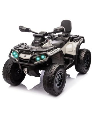 12V 2-Seater ATV Ride-On, 4-Wheeler with LED Lights, Wireless Music, USB, Spring Suspension, Remote Control, 2 Speeds for Ages 3-8