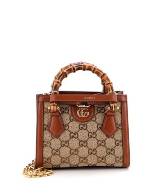 Mini Diana NM Bamboo Handle Tote Crystal Embellished GG Canvas
