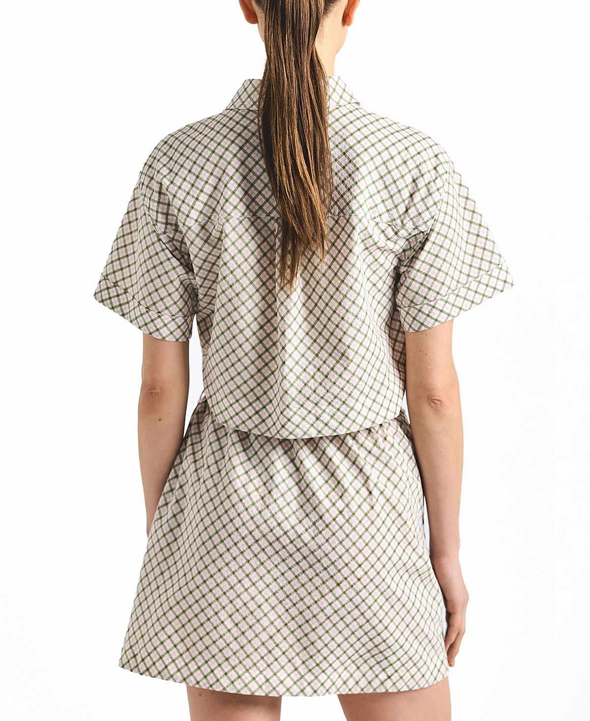 Derek Lam 10 Crosby Women's Delaney Mini Check Shirting Open Back Dress view 4 — MAYCSS fashion products