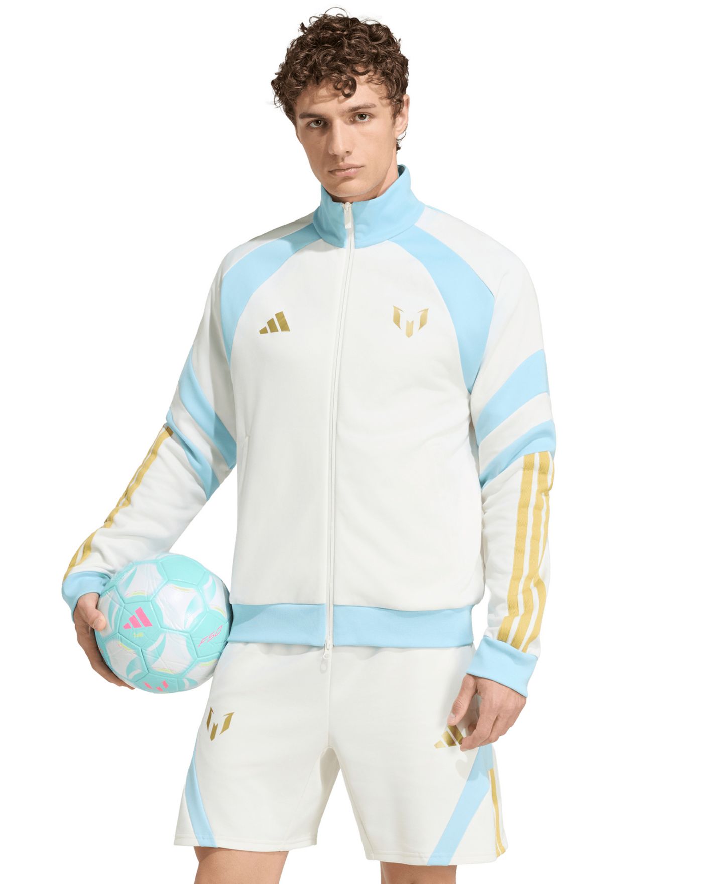 Мужская куртка adidas Messi House of Tiro Track, цвет: Молочный белый — фото 1