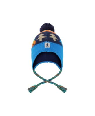 Toddler Boy's (2-4) Winter Dinosaur Print Peruvian Knit Pompom Hat