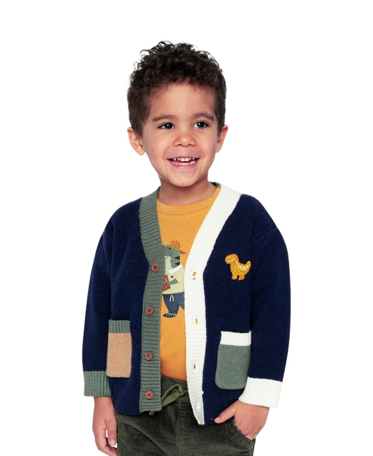 Deux par Deux Baby Boys (12M-24M) Knit Cardigan with Dino
