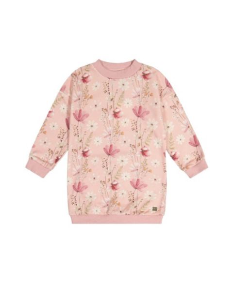 Платье Deux par Deux French Terry Dress Pink Printed Flowers для девочек, цвет: Розовый с принтом