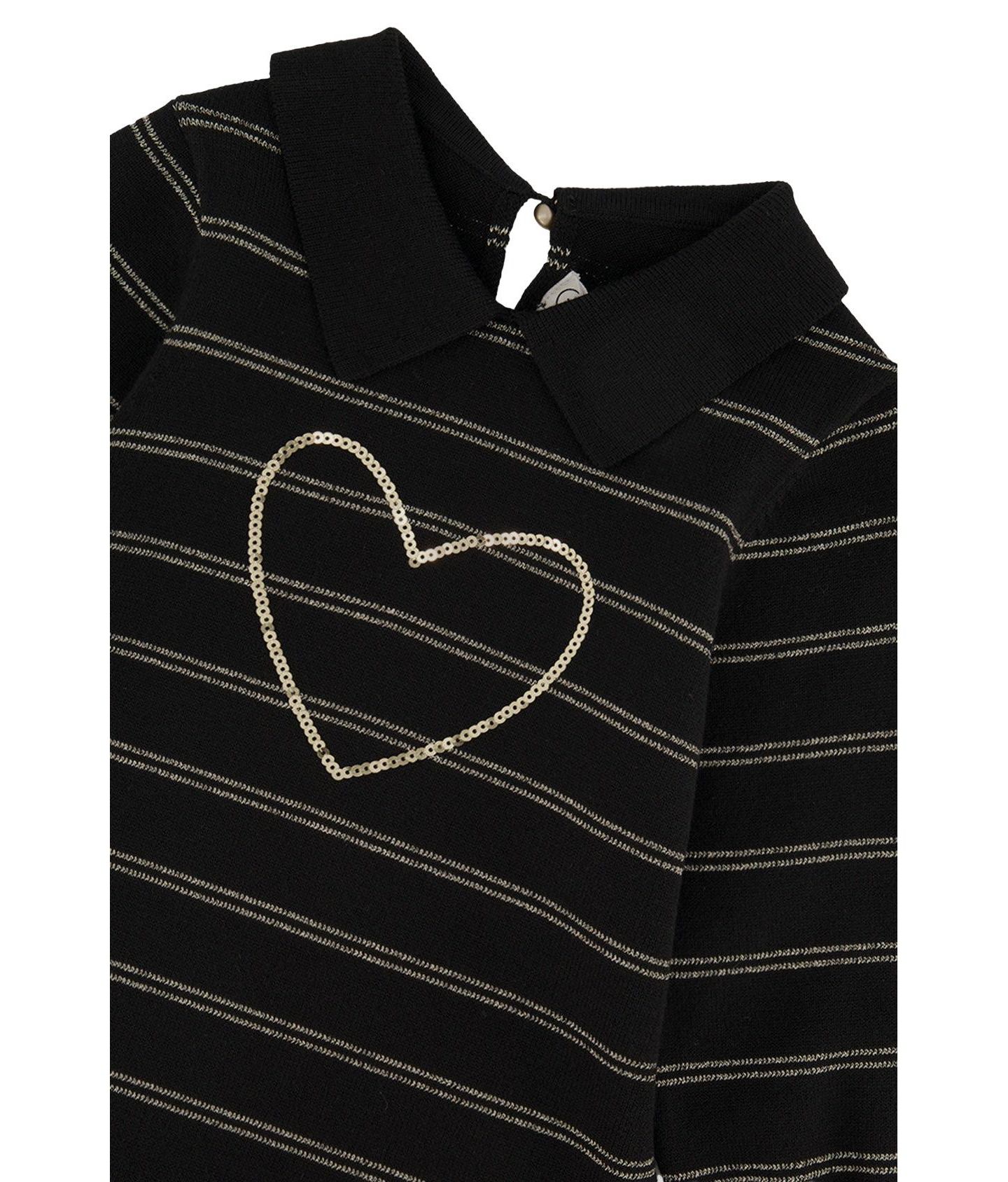 Платье Deux par Deux Knitted Dress для девочек, цвет: Чёрный / Золотой — фото 6