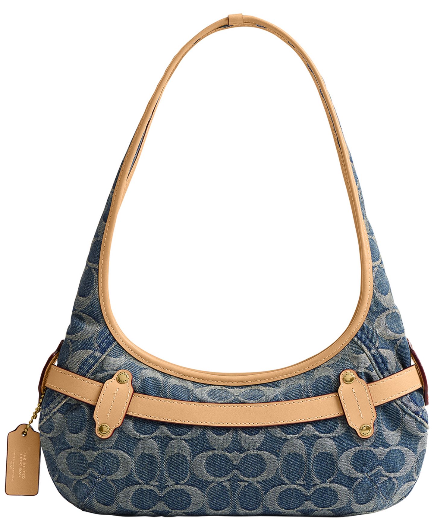 Женская сумка COACH Belted Ergo Small Signature Denim Shoulder Handbag 26, цвет: Латунный / Джинсовый — фото 3