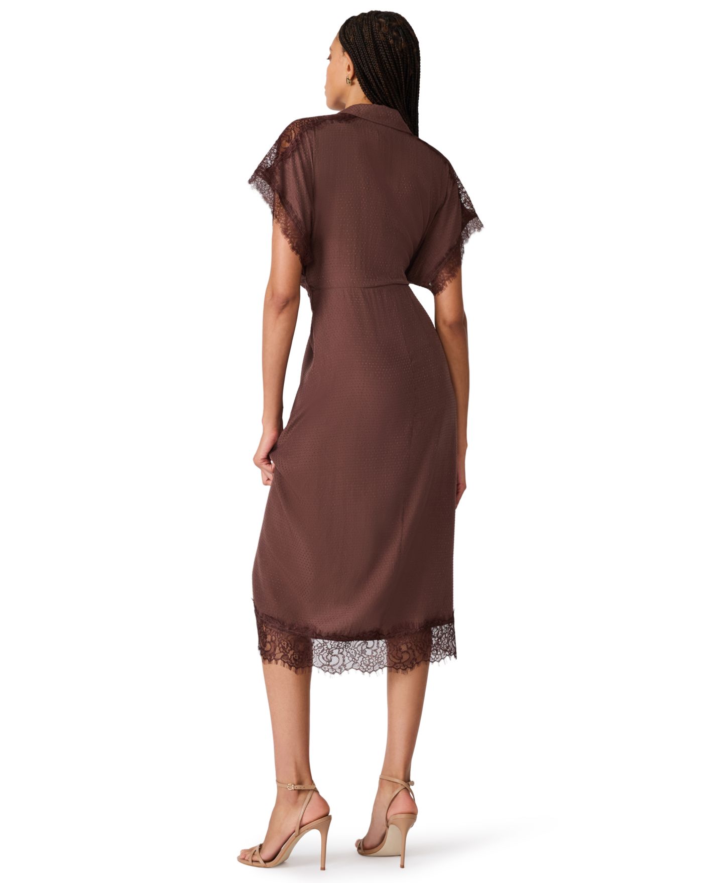 Женское платье Steve Madden Tori Collared Wrap Midi, цвет: Кофейный — фото 5