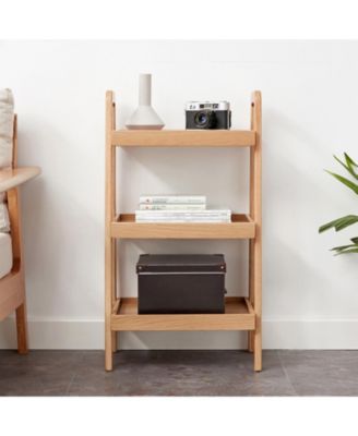 3 Tier Solid Wood Entryway Storage Bench Multifunctional A-shaped Ladder Shelf Rack