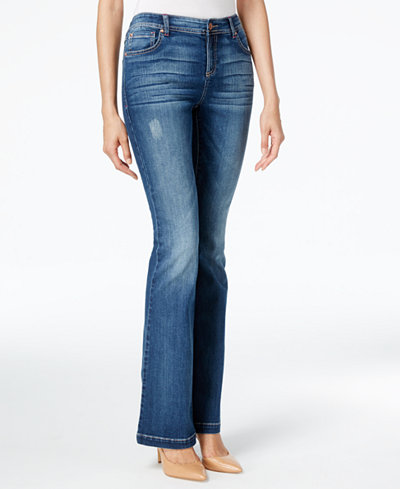 INC International Concepts Curvy Indigo Wash Slim Flare Jeans, Only at Macy's