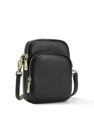 Pace Pebbled Leather Cell Phone Bag Mini Crossbody Purse with Multi Compartments