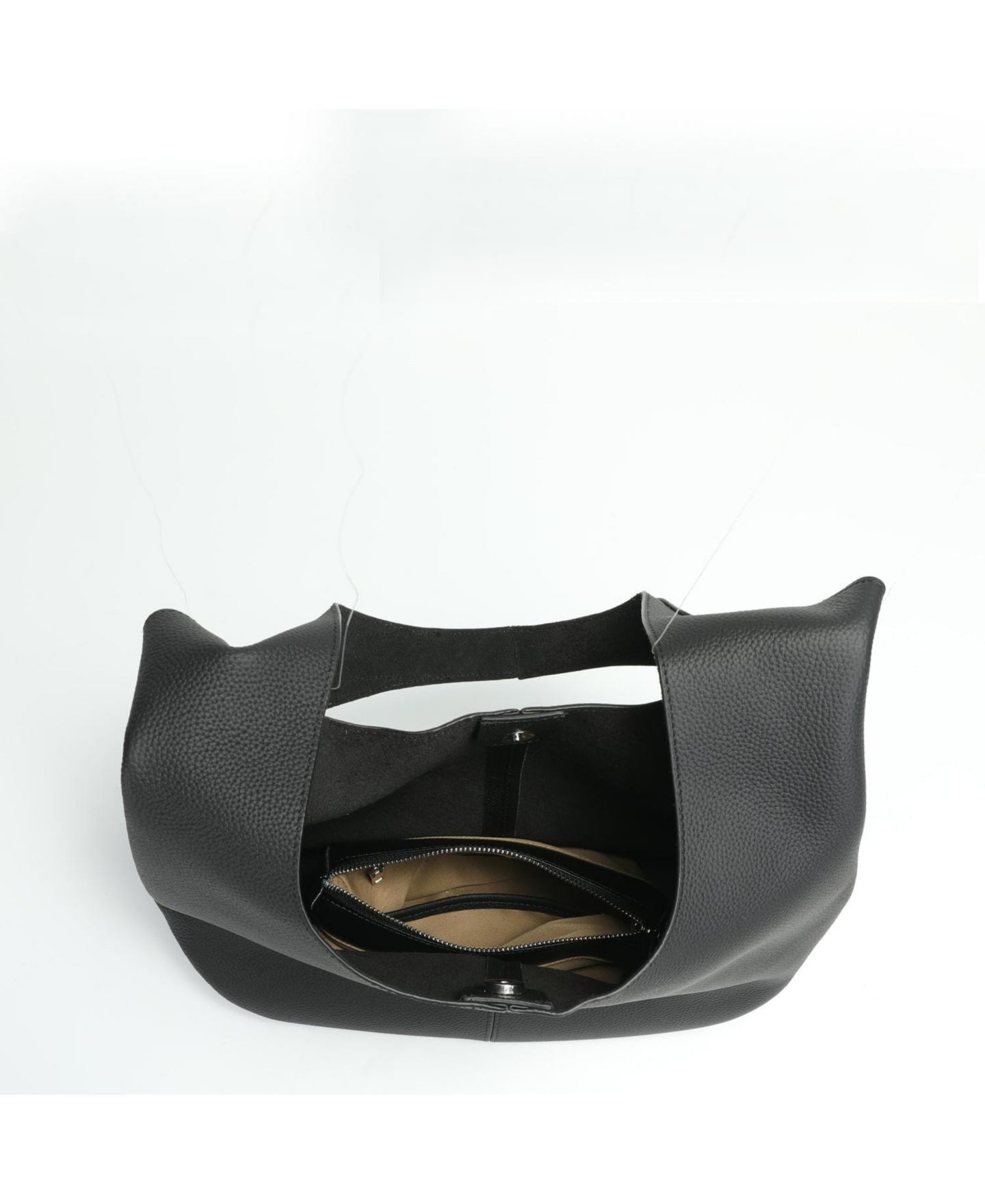 Женская сумка SUSU Arc Leather Crescent Hobo Bag Soft Pebbled Shoulder Bag Casual Slouchy Handbag, цвет: Чёрный — фото 5