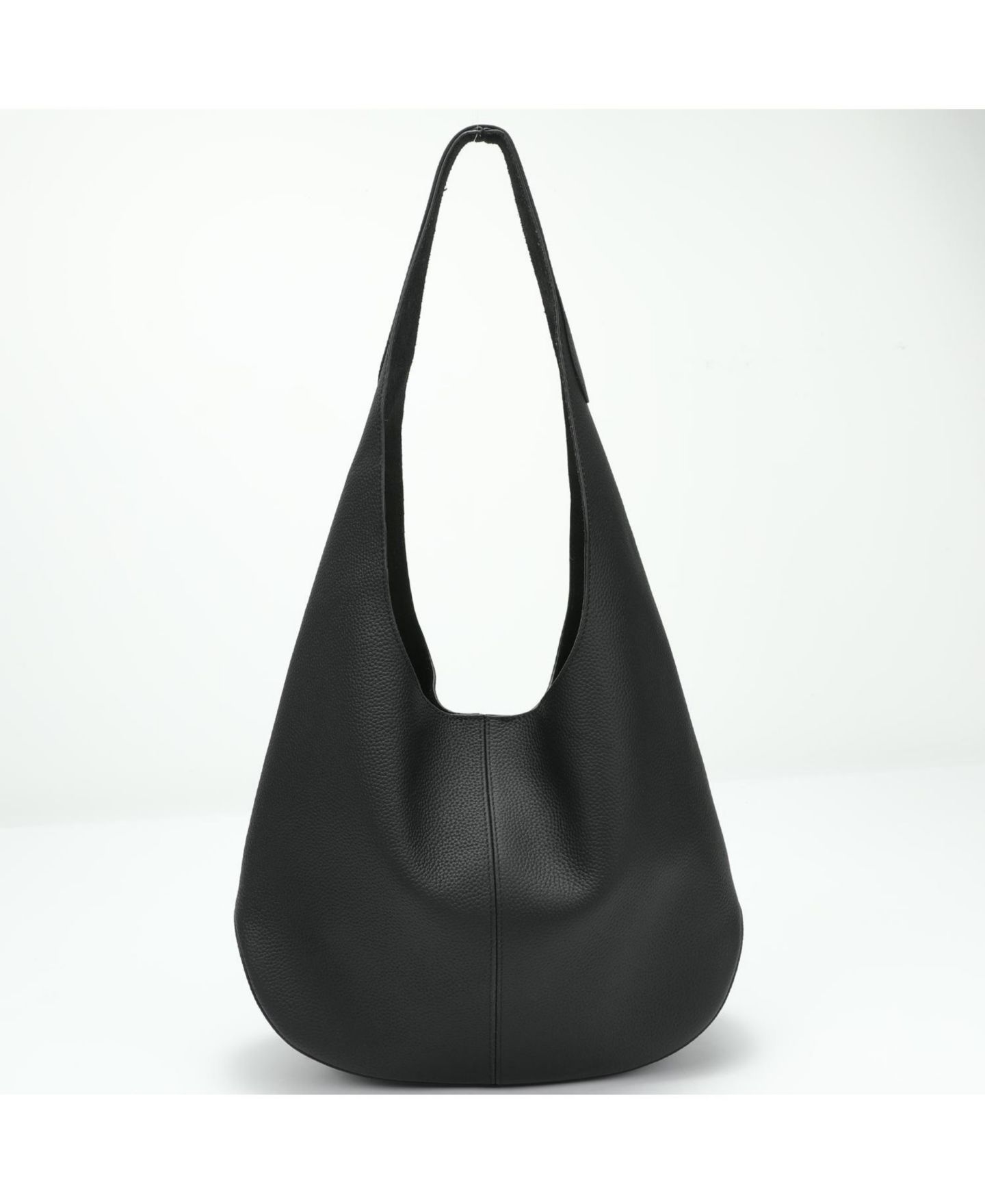 Женская сумка SUSU Arc Leather Crescent Hobo Bag Soft Pebbled Shoulder Bag Casual Slouchy Handbag, цвет: Чёрный — фото 4