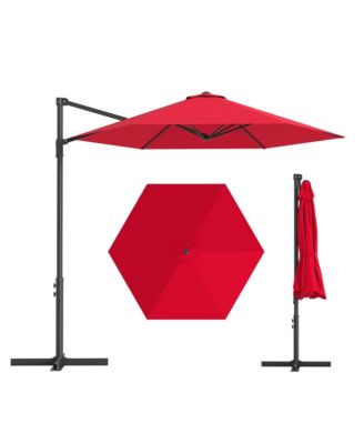 9-foot Off-Center Outdoor Umbrella-UV-Resistant, Large-Canopy Cantilever Patio Umbrella with Breathable Canopy, Ideal for Patios and Backyards