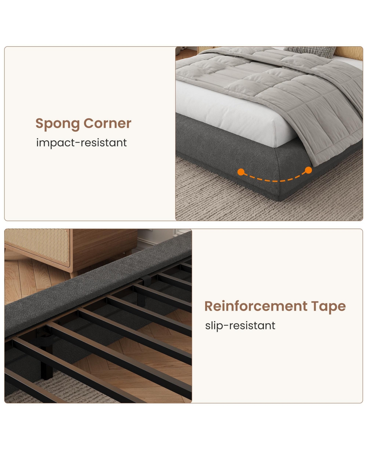Cloud Upholstered Floating Platform Bed Frame, Modern Floating Bed, No Box Spring Required, Easy Assembly, Silent