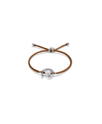 Silver Metal Alloy Brown Silk-Style Thread Bracelet