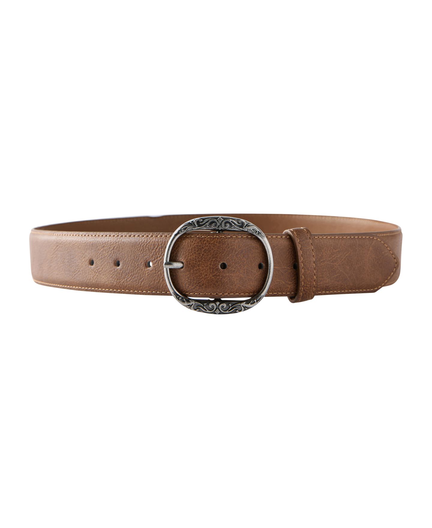 Мужской ремень COTTON ON Oval Buckle Belt, цвет: Коричневый — фото 1