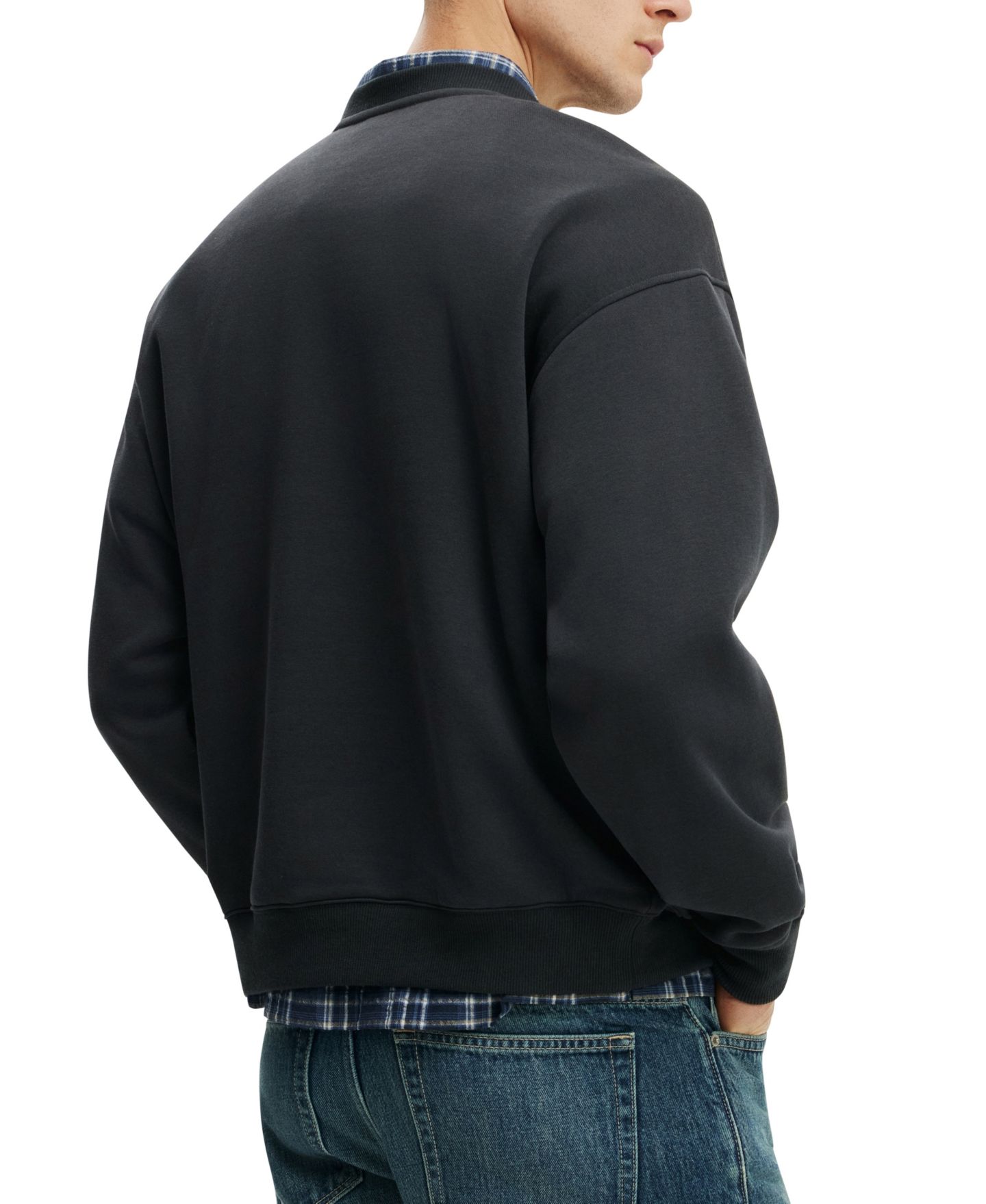Мужской свитер COTTON ON Box-Fit Crewneck, цвет: Чёрный — фото 4