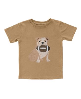 Little Boys Bulldog Football Patch Short Sleeve T-Shirt