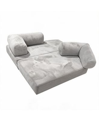 4-in-1 Convertible Folding Sofa Bed, Corduroy Floor Sofa Bed, Frame-Free Floor Lounger with Foam Backrest-Perfect for the Living Room and Bedroom