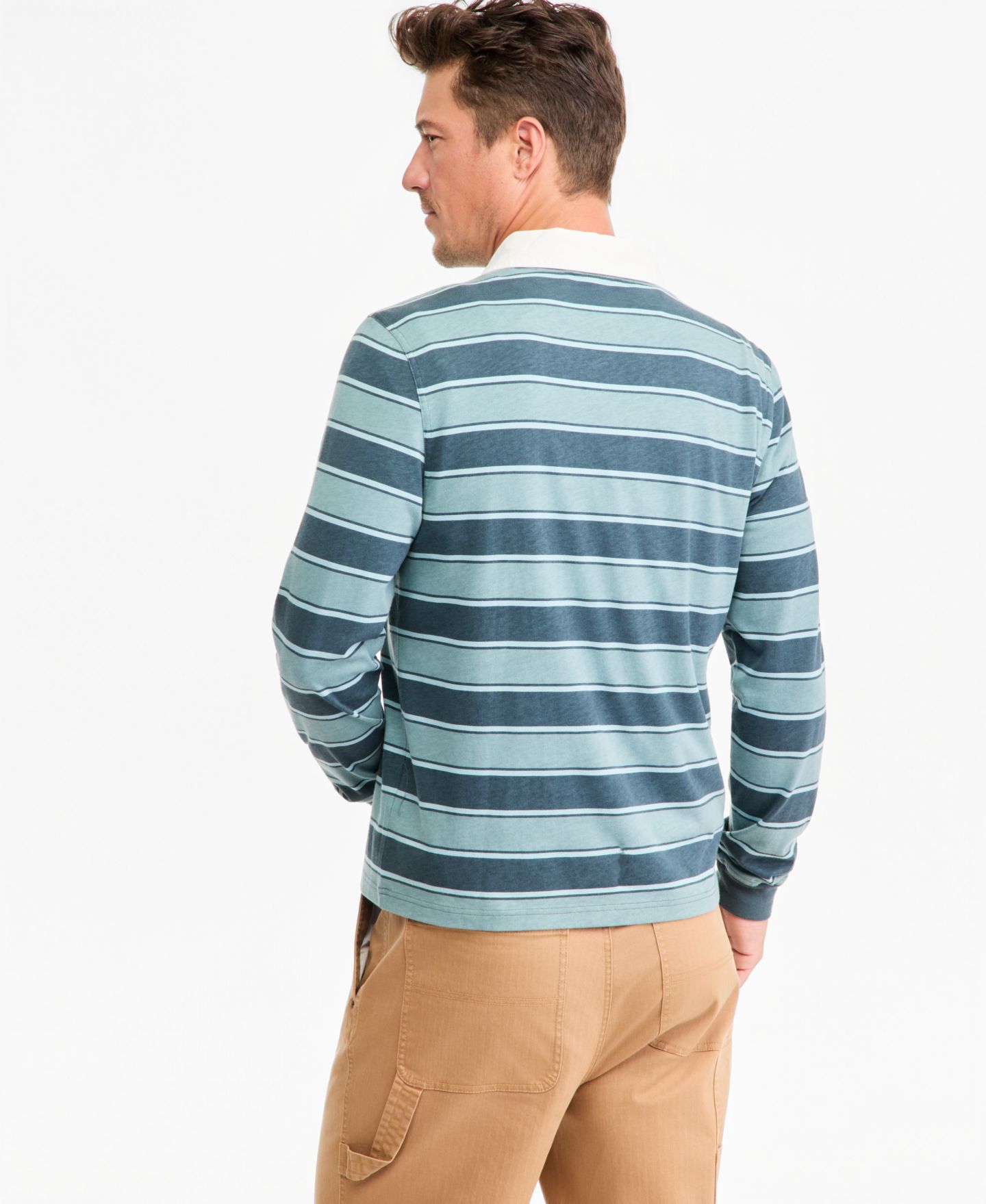 Мужская рубашка Sun + Stone Long-Sleeve Striped Rugby, цвет: Комбинированный — фото 2