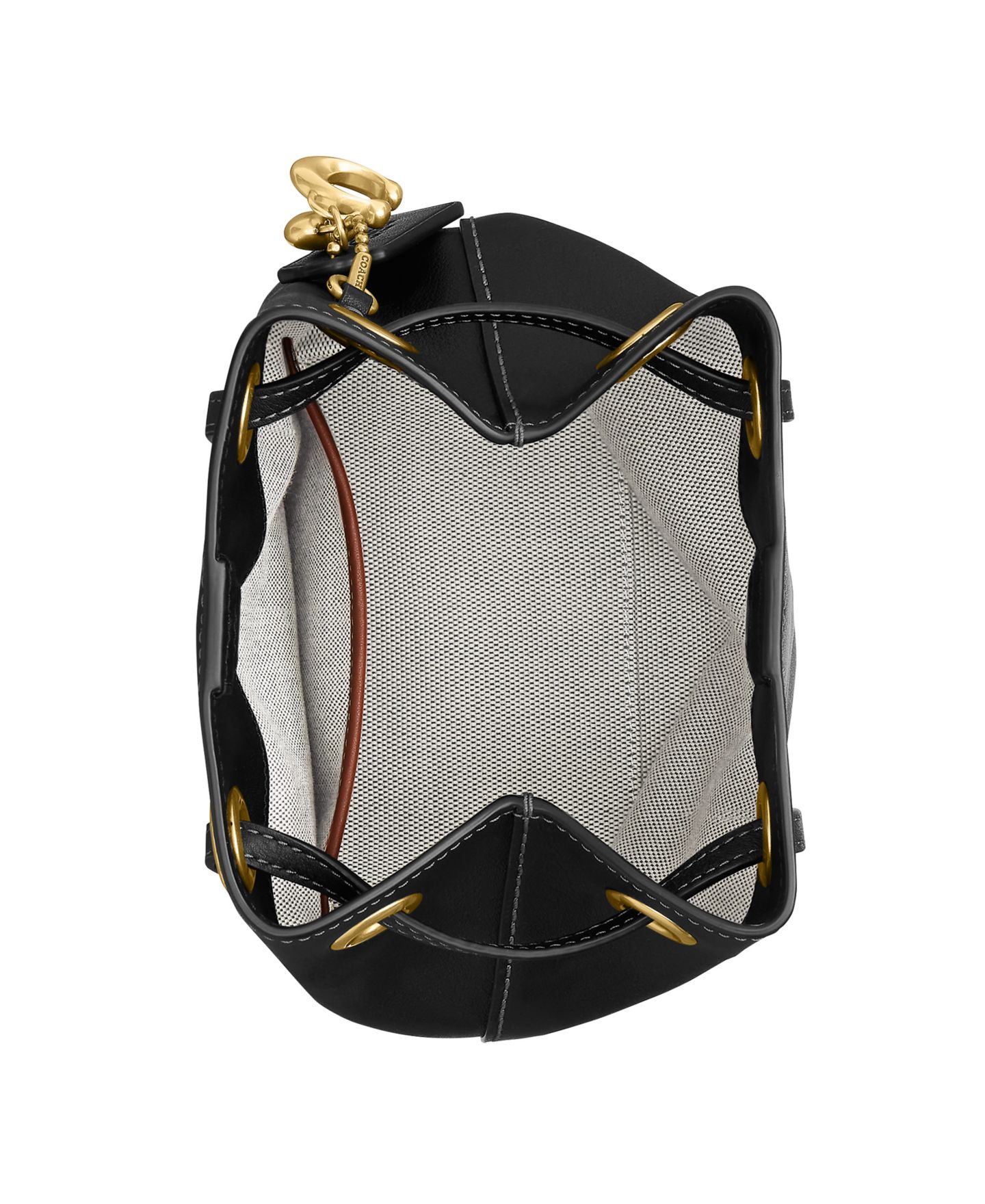 Женская сумка COACH Jade Small Leather Drawstring Crossbody, цвет: Латунный / Чёрный — фото 3