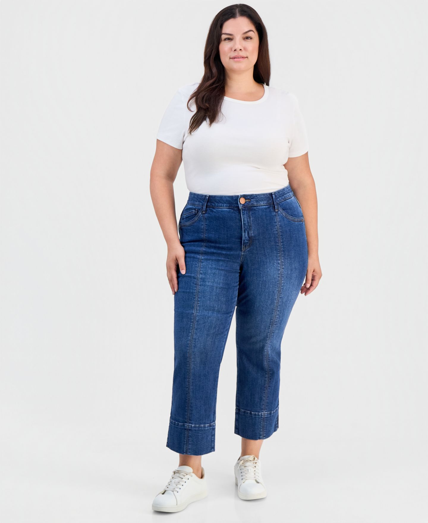 Женские джинсы Democracy Plus 26.5/19" "AB" Solution High Rise Kick Flare with Center Seam and Slit Hem, цвет: Синий — фото 1