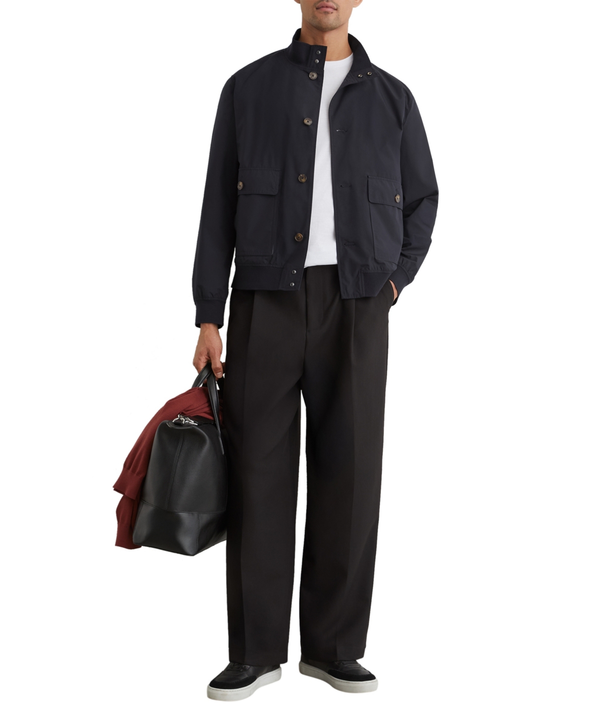 Reiss Men's Latent Technical Button-Through Bomber Jacket