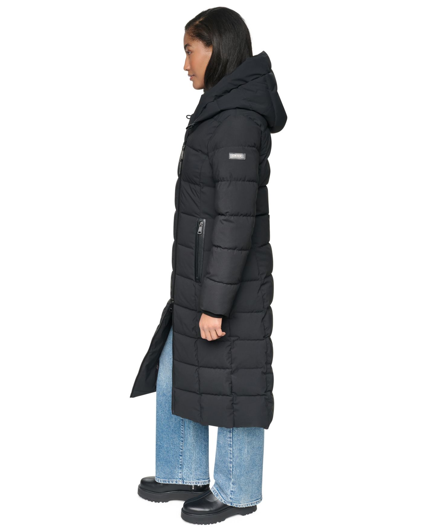 Женская куртка DKNY Bibbed Shawl Collar Hooded Puffer, цвет: Чёрный — фото 3
