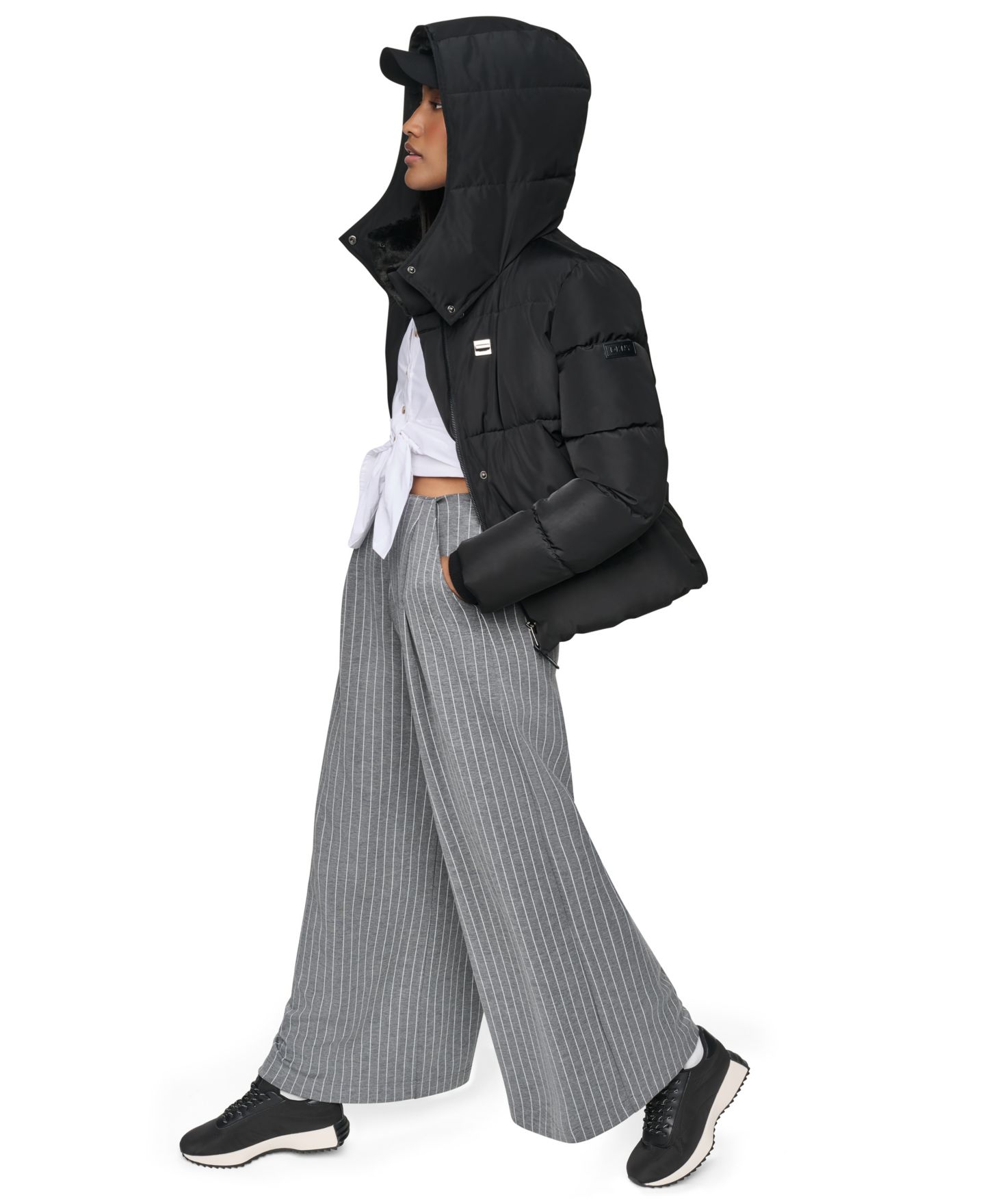 Женская куртка DKNY Short Toggle Stand Collar Puffer, цвет: Чёрный — фото 3