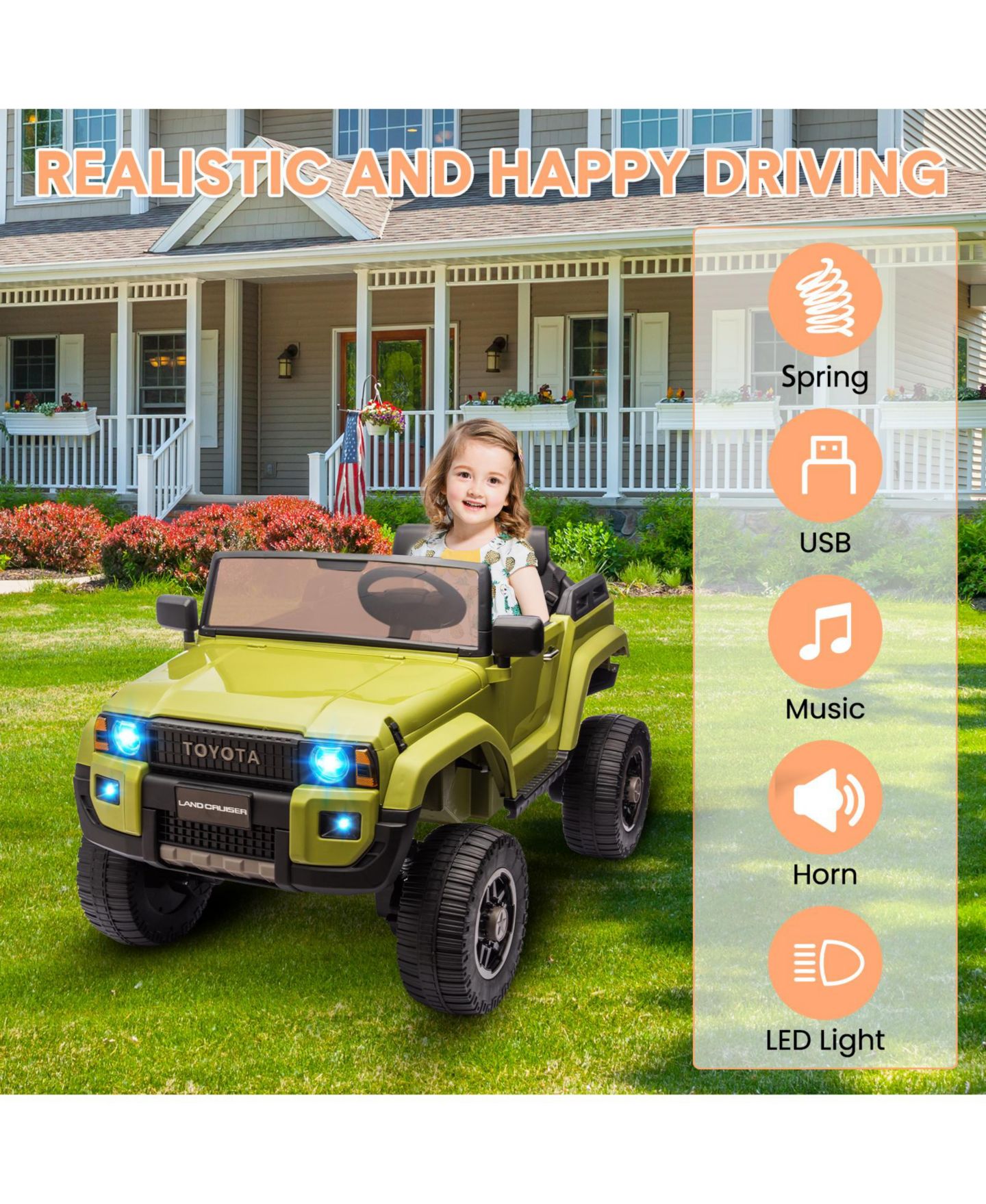 Детская игрушка homfan 44.9"L x 26.8"W 4WD 24V Electric Ride-On Car with Remote Control, 2-Seater, Ages 3+ — фото 4
