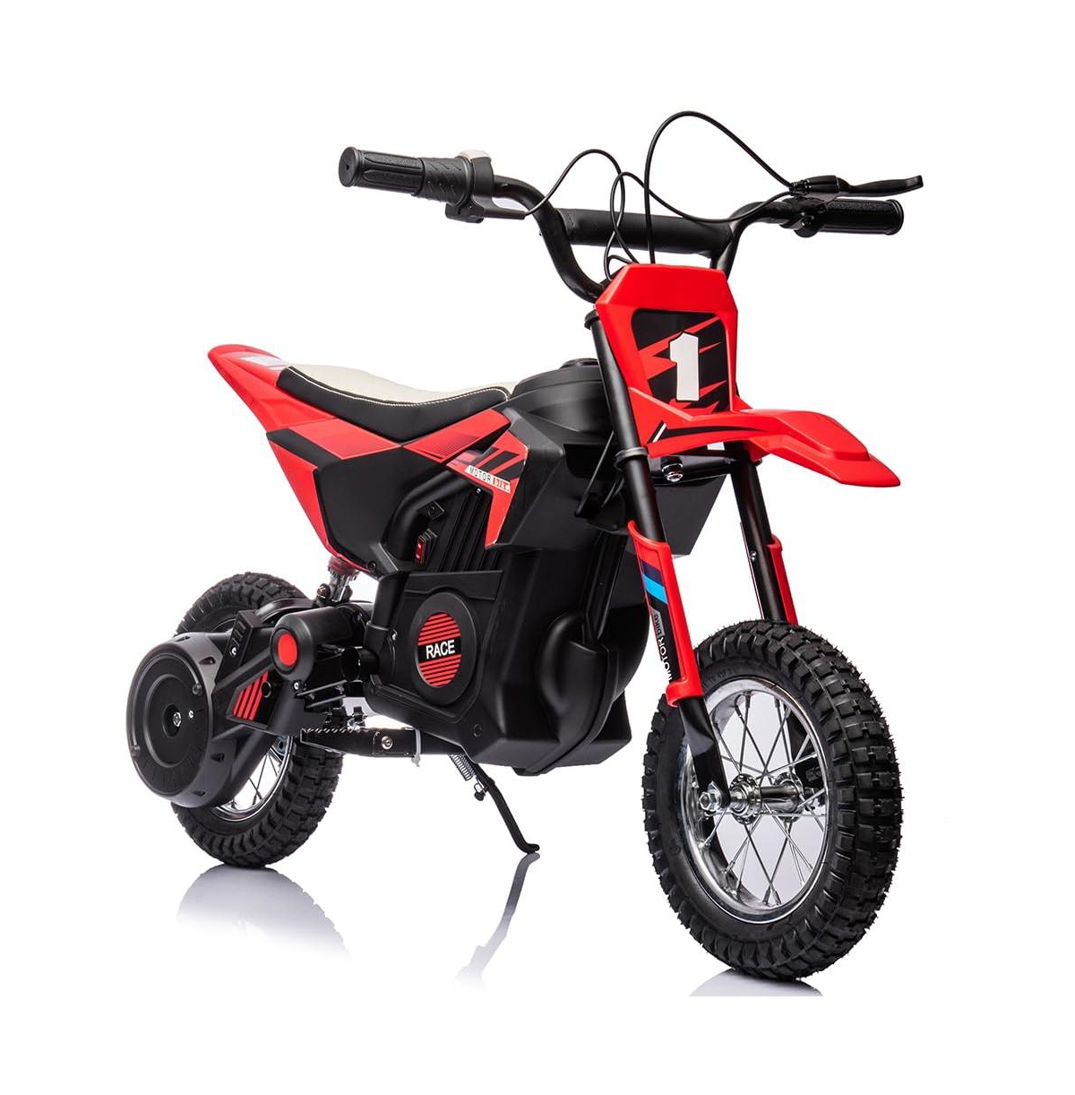 homfan 24V 9AH Electric Off-Road Kids Ride-On Motorcycle, Ages 8-12 Years - Red