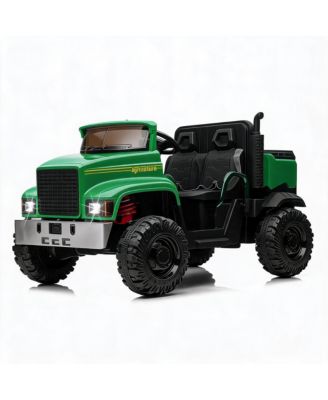 2 Seater Ride On Tractor Car, Green Kids Electric Vehicle with 24v Battery and Remote Control