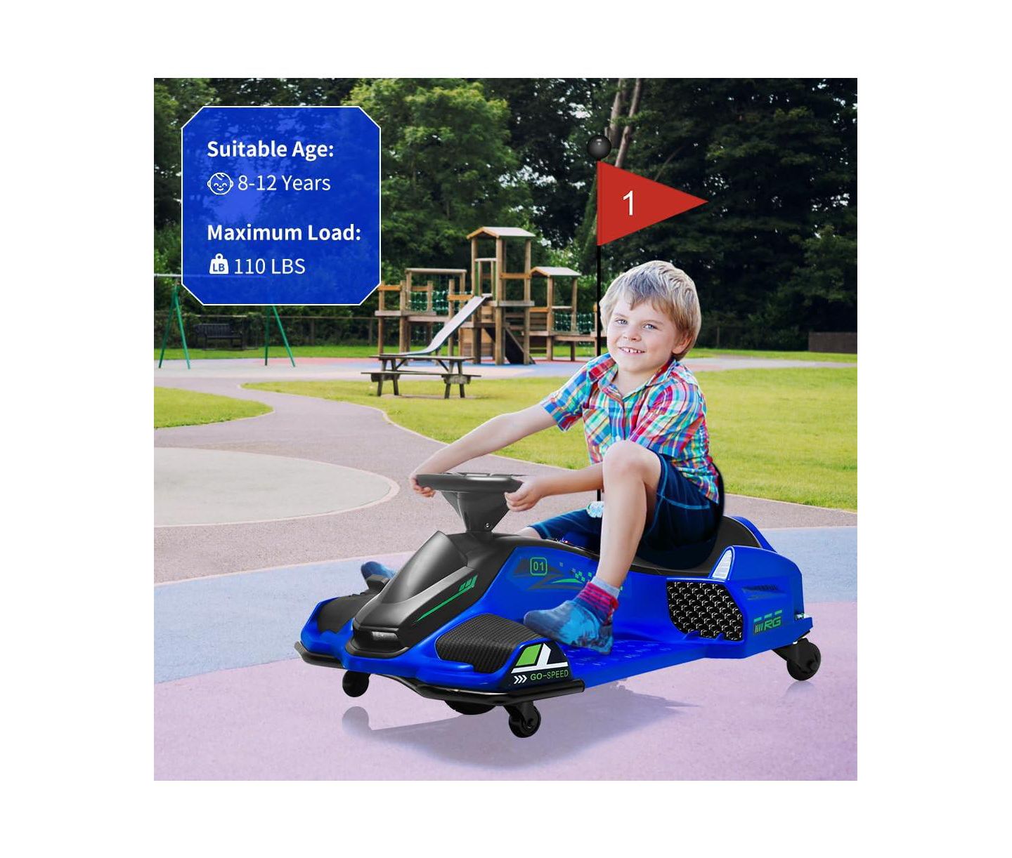 Детская игрушка homfan Ride On Drift Kart 24V Electric Go Kart, 110 lbs Capacity, Ages 8-12 — фото 6