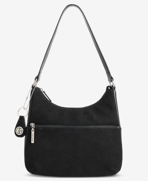 Женская сумка Giani Bernini Nappa Suede Combo Hobo, цвет: Чёрный