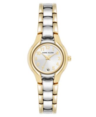 Women's Quartz Round Silver Dial Two-Tone Alloy Metal Bracelet Watch 24mm x 29mm