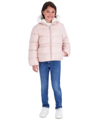Girls' 5-16 Peplum Heavy Weight Long-Sleeve Puffer Jacket