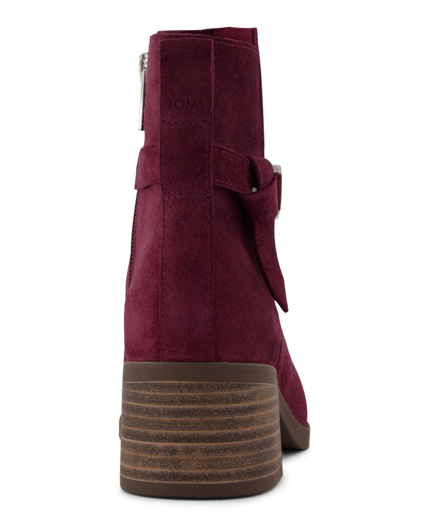 Женские ботинки TOMS Delilah Buckle Ankle Booties, цвет: Тёмный бордовый замшевый — фото 3