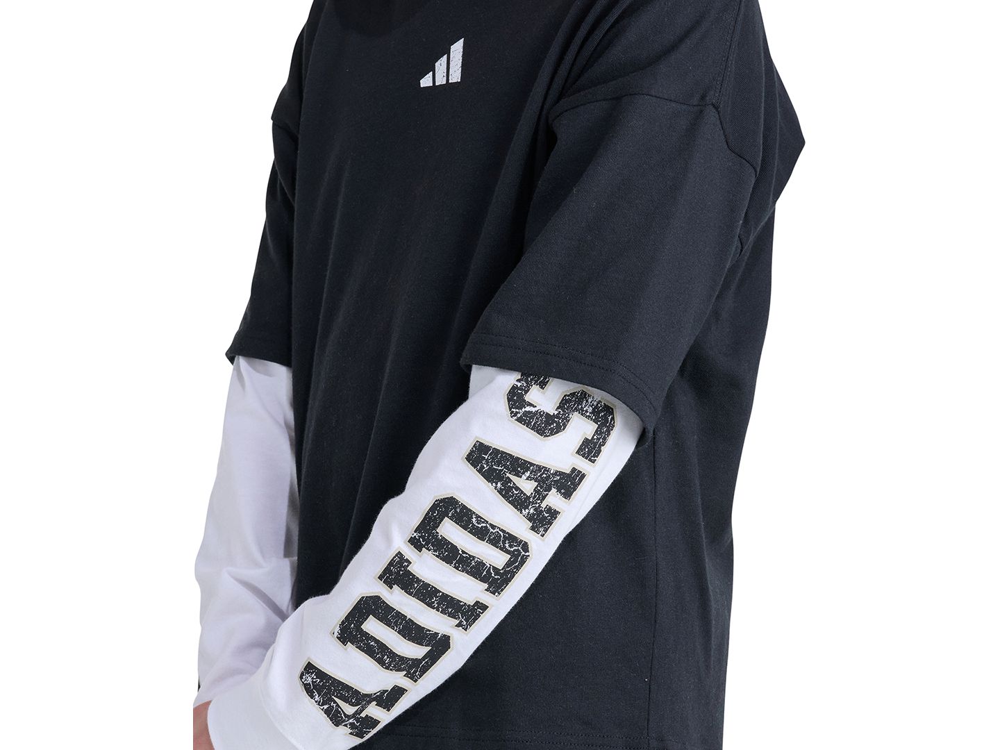 Футболка adidas Long-Sleeve Loose Fit Layered T-Shirt для мальчиков, цвет: Чёрный — фото 3