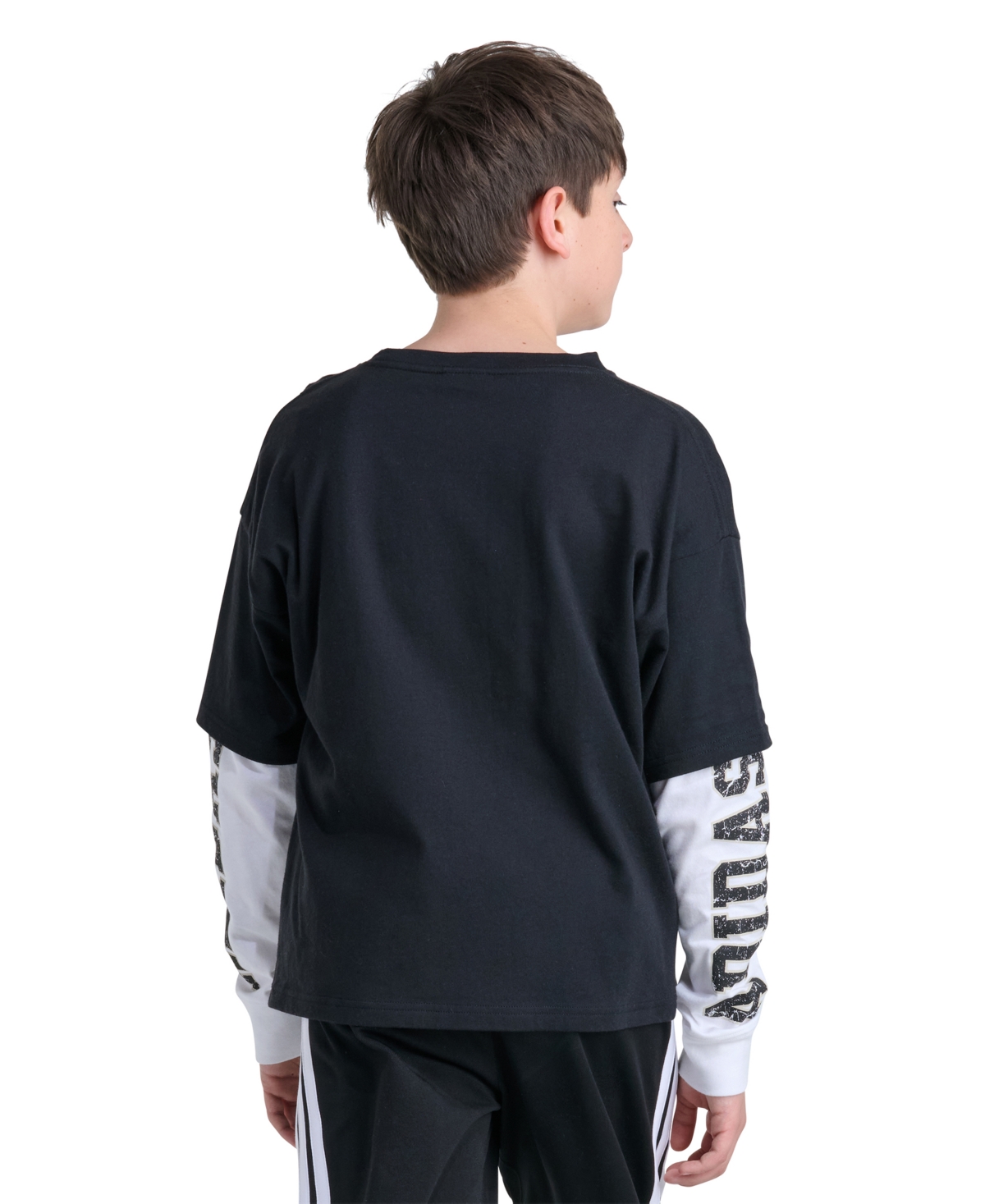 adidas Boys' 8-20 Long-Sleeve Loose Fit Layered T-Shirt