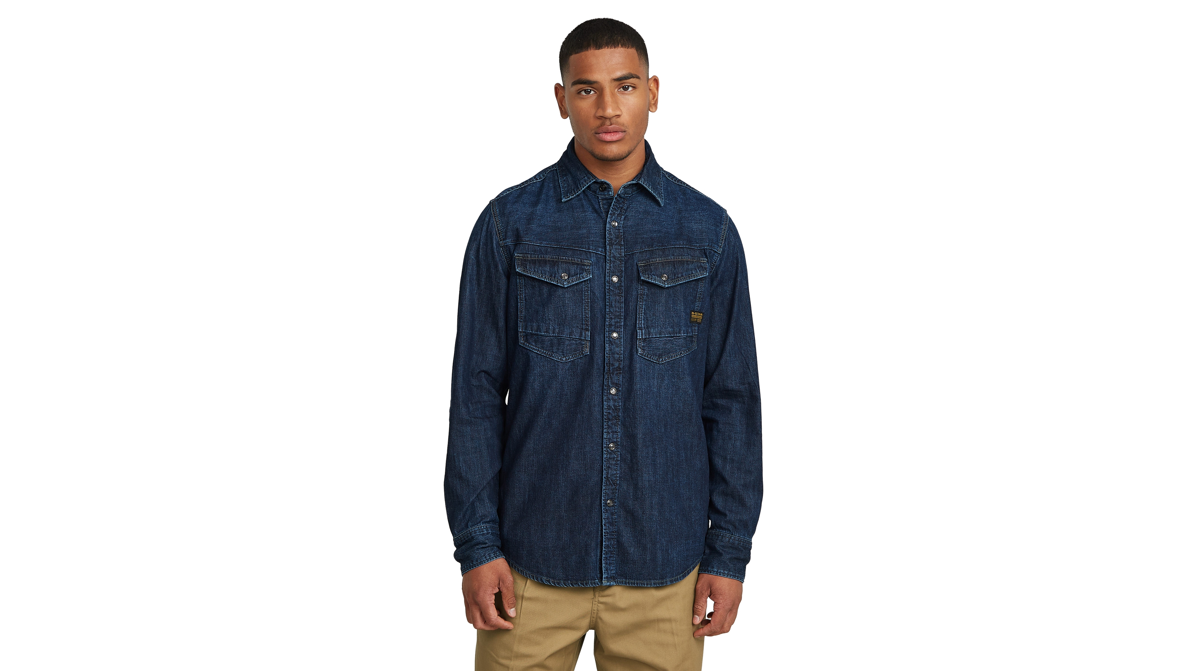 G-Star Raw Men's Denim Vertical Seams At Back Slim-Fit Shirt