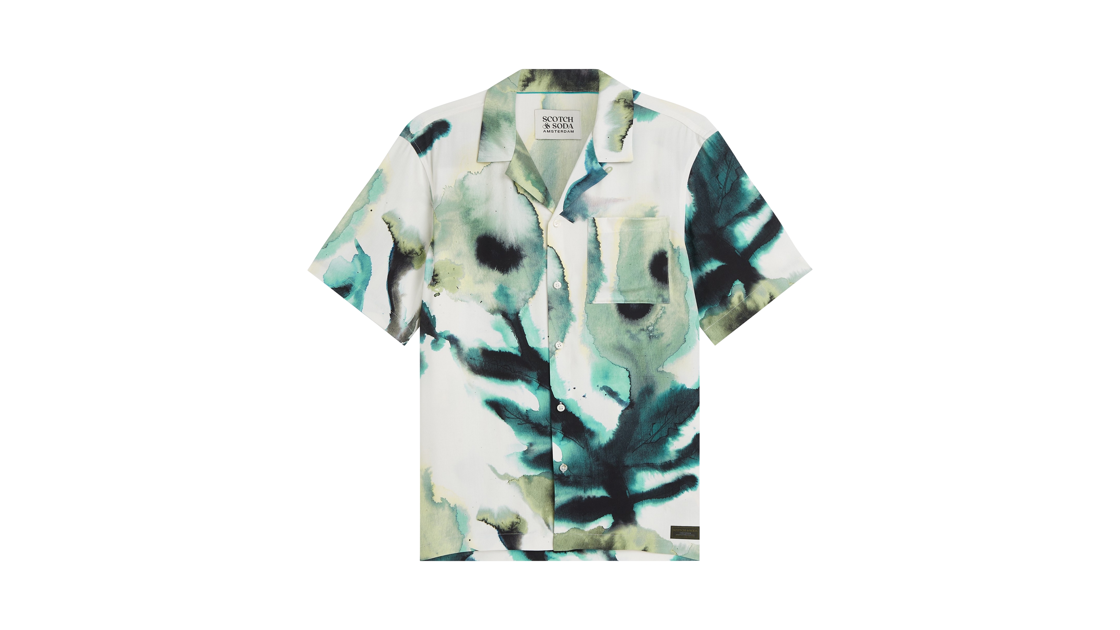 Scotch & Soda Men's Viscose Printed Short-Sleeve Regular-Fit Shirt