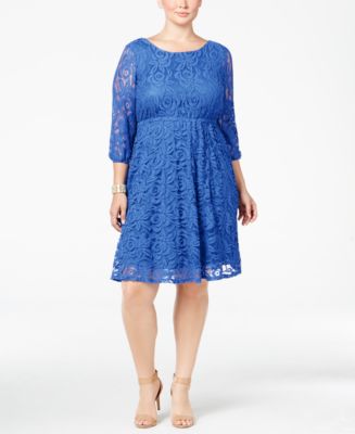 ING Trendy Plus Size Lace A-Line Dress - Dresses - Women - Macy's